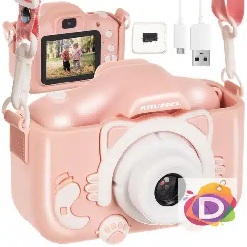 1712927431 Детски дигитален фотоапарат, FULL HD КАМЕРА + 32GB КАРТА, Розов- Код D2555 - Image 1