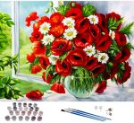 Картина за рисуване по номера "Макове" 30х40см с подрамка - Код B0027