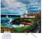 Картина за рисуване по номера "Морски фар" 30х40см с подрамка - Код D2939