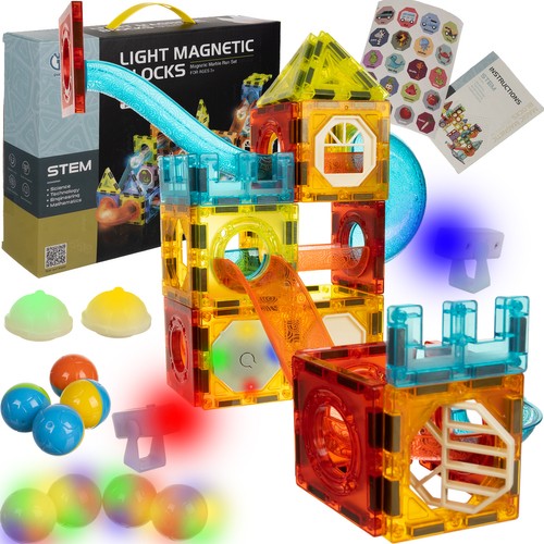 Магнитен-коструктор-75-части-Light-Magnetic-Blocks-Множество-възможности-за-изграждане-BigShop.bg_ Магнитен коструктор, 75 части, Light Magnetic Blocks, Множество възможности за изграждане - Код D2242 - Image 1