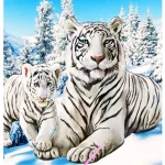 Диамантен гоблен за деца "Тигрица с тигърче", 15x20 см - Код D2945