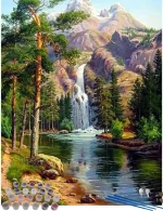 Картина за рисуване по номера "Водопад" 30х40см с подрамка - Код B0029