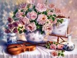 Диамантен гоблен Букет от рози, 30x40 см - Код B0012 - Image 2