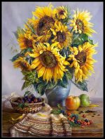 Диамантен гоблен Слънчогледи, 30x40 см - Код D2551
