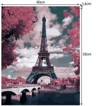 Картина за рисуване по номера "Айфеловата кула" 40х50см с подрамка - Код D2194 - Image 3