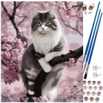 Картина за рисуване по номера "Котка" 40х50см с подрамка - Код D2195 - Image 3