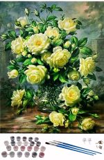 Картина за рисуване по номера "Бели рози" 30х40см с подрамка - Код B0024