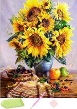 Диамантен гоблен Слънчогледи и плодове, 40x50 см - Код B0011