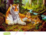Диамантен гоблен Тигрица с тигърчета, 30x40 см - Код D2924
