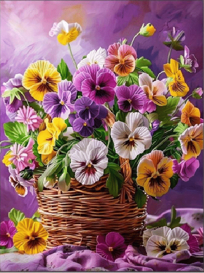 Теменужки Диамантен гоблен Теменужки, 30x40 см - Код D20179 - Image 1