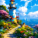 Диамантен гоблен Морски фар,  40×50 см – Код D20288