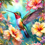Диамантен гоблен Колибри, 40x40 см - Код D20257