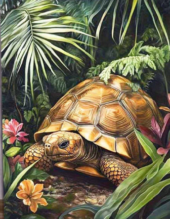 D20428 Картина за рисуване по номера „Костенурка“, 40x50 см с подрамка - Код D20428 - Image 1
