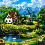 Диамантен гоблен Вятърната мелница, 40×50 см – Код B0063