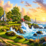 Диамантен гоблен Крайбрежна тишина, 30×40 см с подрамка – Код B0068