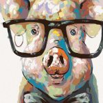 Картина за рисуване по номера „Прасенце" 80×100 см с подрамка – Код D20458