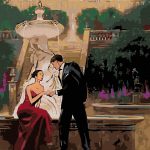 Картина за рисуване по номера „Романтика край фонтана“ 40×50 см с подрамка – Код D20464