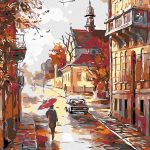 Картина за рисуване по номера „Есенна улица“ 40×50 см с подрамка – Код D20470