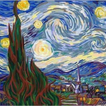 Картина за рисуване по номера „Звездна нощ“ Ван Гог, 40×50 см с подрамка – Код D20447