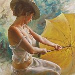 Картина за рисуване по номера „Жена с чадър“ 40×50 см с подрамка – Код D20547